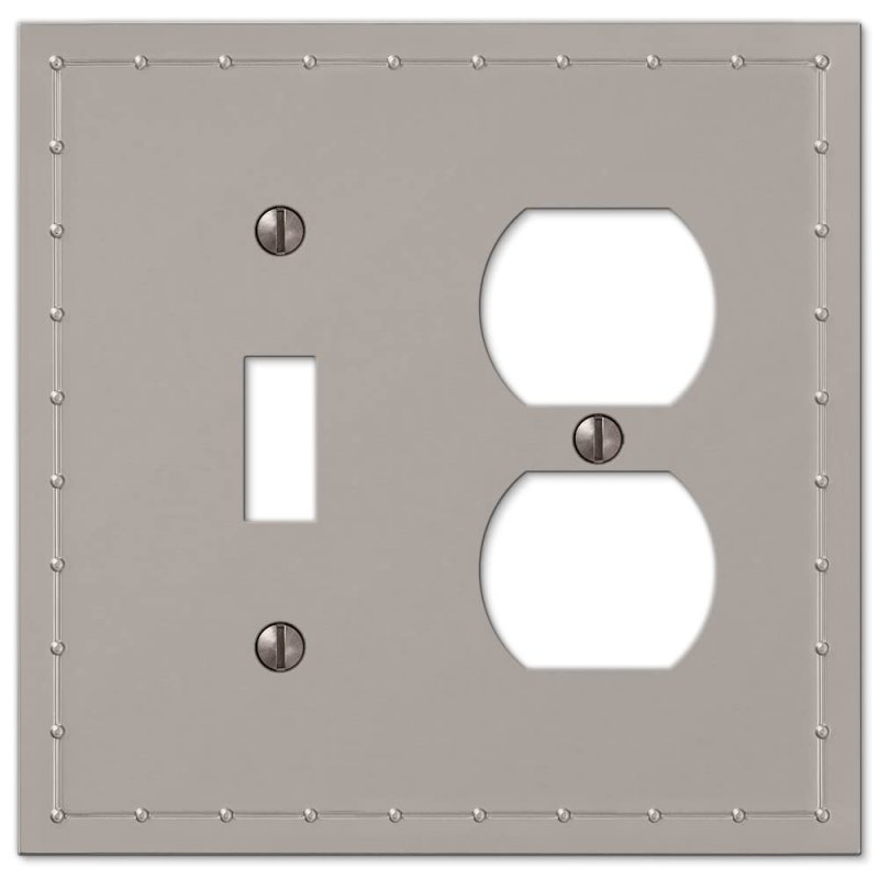 Amerelle 50tdn Rosa Wallplate 1 Toggle Duplex Cast Metal Satin Nickel 1-pack