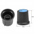 Uxcell 20pcs 15x15mm Plastic Potentiometer Volume Control Rotary Knob Knurled Shaft Hole Blue For 6mm Diameter Guitar