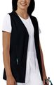 Cherokee 1602 Poplin Button Front Vest Scrub Tops Women Black Medium 