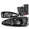 Auto Dynasty Black Housing Clear Corner Headlight Lamps Tool Kit For Pontiac Grand Prix 04-08 