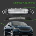 Front Bumper Upper Lower Grille Grill Replacement For 2017 2018 Fusion Black