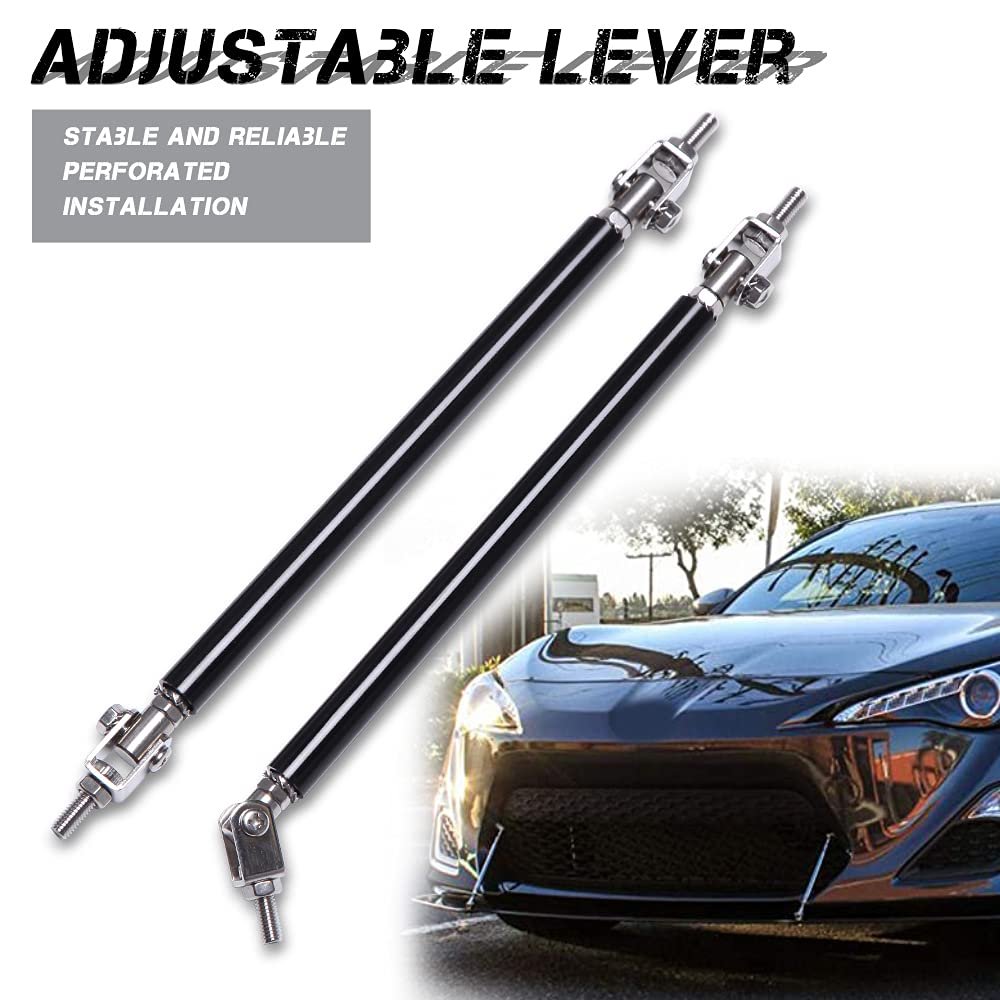 2pcs Adjustable Splitter Strut Rods 8 -11 Front Lip Rod Bumper Universal Tie Support Barsi Black