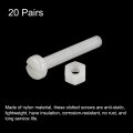 Uxcell 20 Pairs Nylon Screw Nut Assortment M5x35mm Slotted Pan Head Screws M5 Hex Nuts For Machinery Electronics White