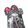 Httmt- Chrome Side Mount License Plate Frame W Skull Led Brake Tail Light Compatible With 7 8 Or 1 Motorcycle P N Mt301-s-cd