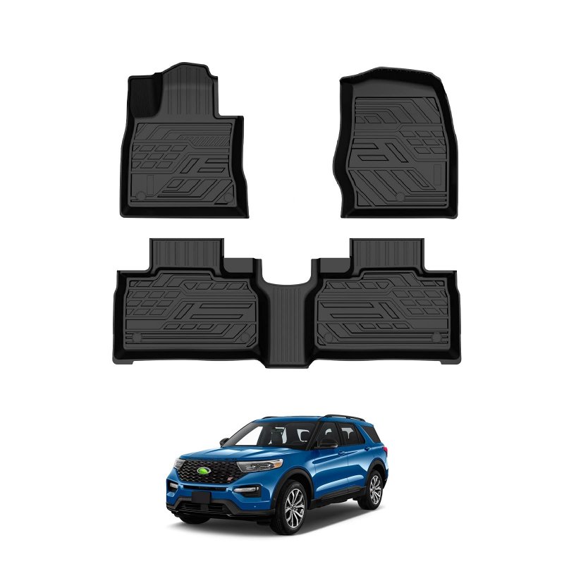 T Tgbros Custom Fit For Floor Mats 2020-2023 Ford Explorer Fits 6 And 7 Passenger Models All-weather Liners Front Rear Row Full