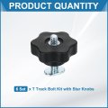 6 Set Track Knob Kit With Star Knobs And 1 4 -20 X 1-1 Slot Bolts T Drop-in Sliding Accessories For Woodworking Jigs Fixtures