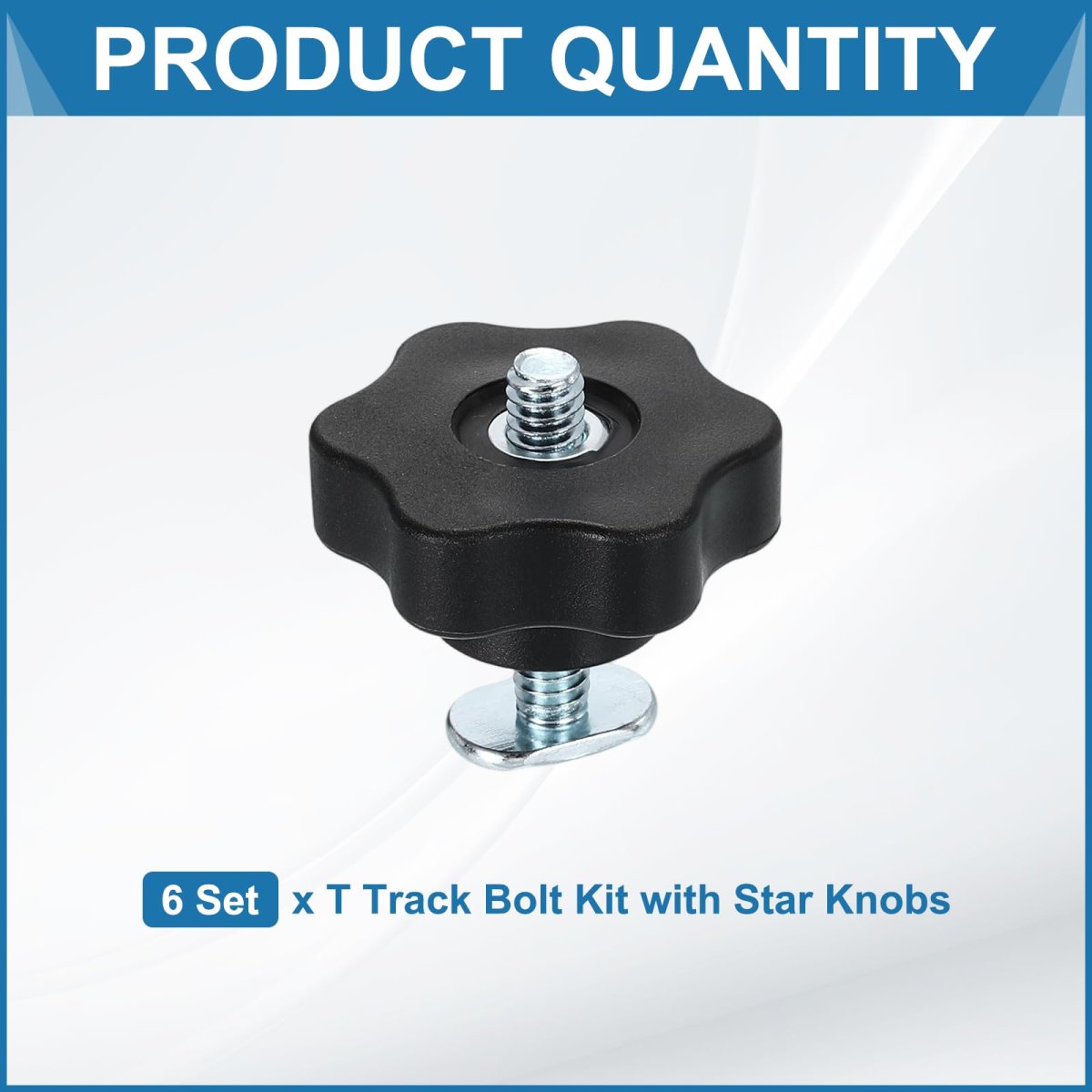 6 Set Track Knob Kit With Star Knobs And 1 4 -20 X 1-1 Slot Bolts T Drop-in Sliding Accessories For Woodworking Jigs Fixtures