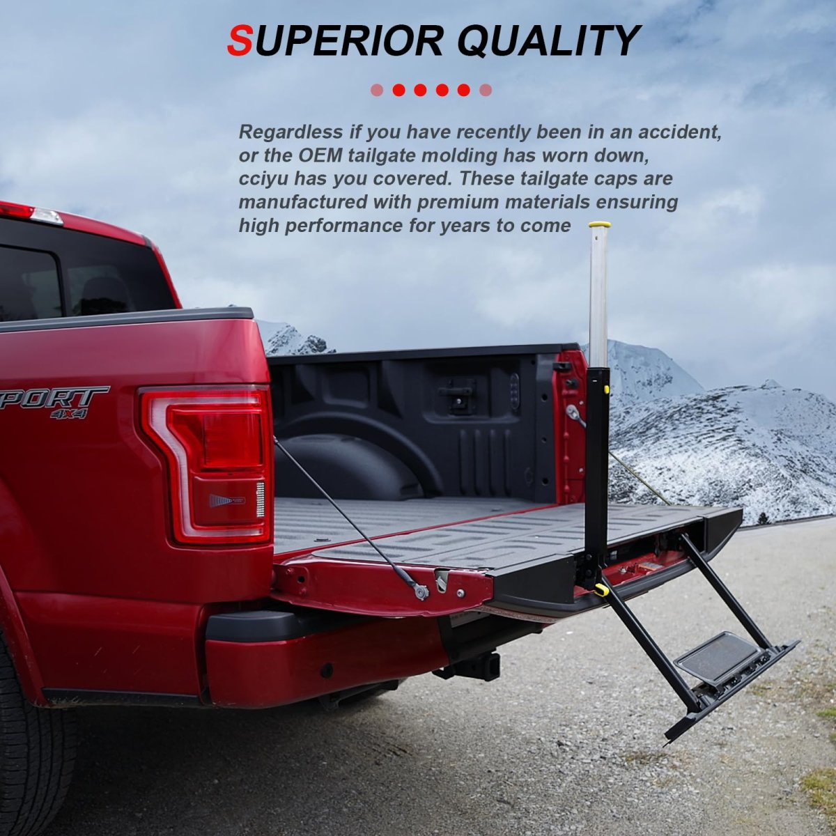 Tailgate Molding Cap Protector Rear Abs For Ford F-150 2009 2014 Black Textured Surface Replacement Top Cover