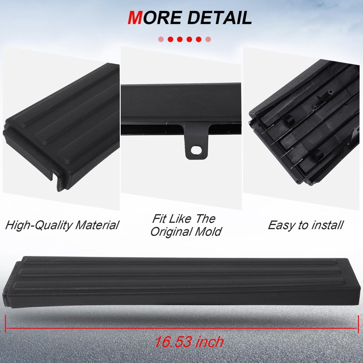 Tailgate Molding Cap Protector Rear Abs For Ford F-150 2009 2014 Black Textured Surface Replacement Top Cover