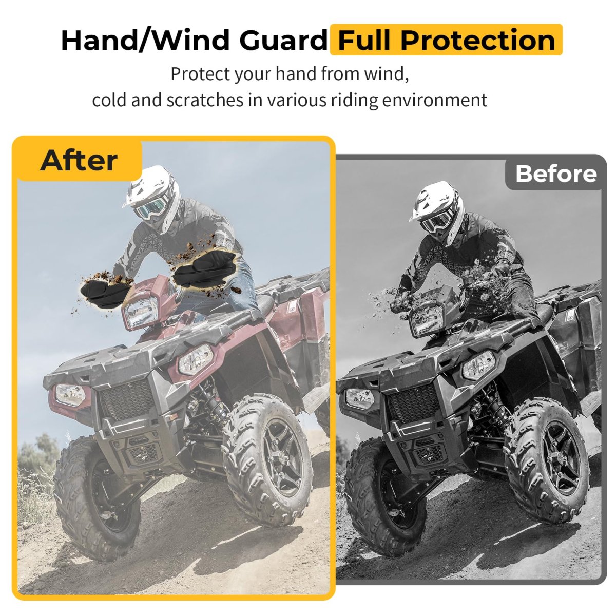 Hand And Wind Guard Kit For Polaris Sportsman 300 400 450 500 550 570 800 850 1000 Scrambler Snowmobile Switchback Rush Rmk