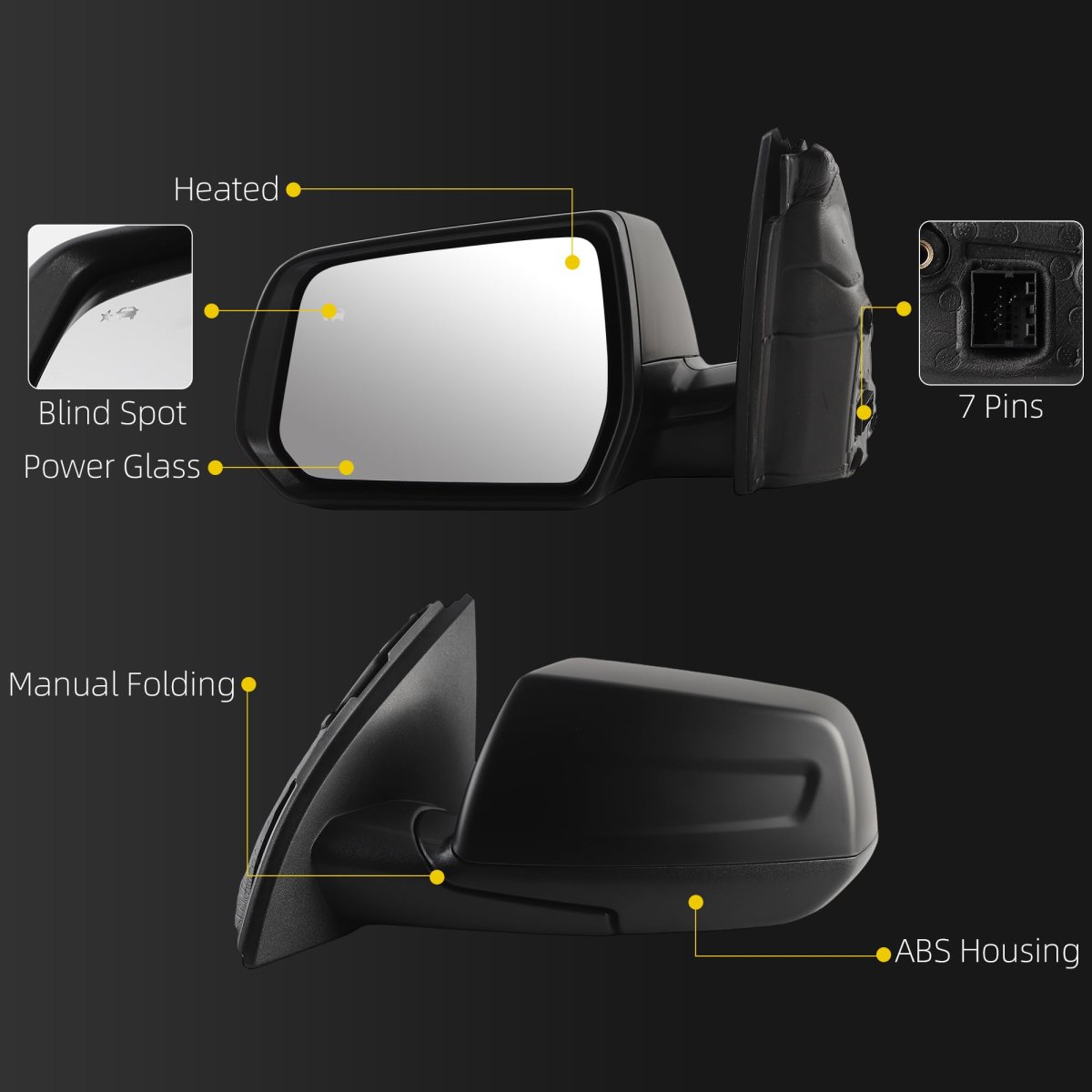 Dasbecan Side Rear View Mirror Compatible With 2017 2018 2019 Gmc Acadia Sl Sle Power Glass Bind Spot Heated Door Mirrors