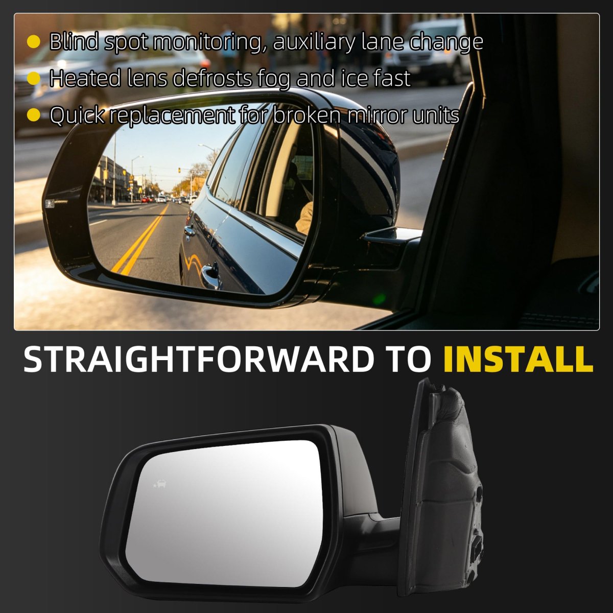 Dasbecan Side Rear View Mirror Compatible With 2017 2018 2019 Gmc Acadia Sl Sle Power Glass Bind Spot Heated Door Mirrors