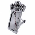 Httmt- Chrome Side Mount License Plate Frame W Skull Led Brake Tail Light Compatible With 7 8 Or 1 Motorcycle P N Mt301-s-cd