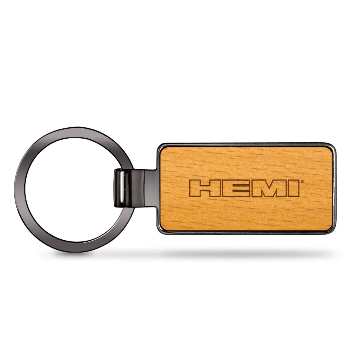 Hemi Logo Laser Engraved Maple Wood Key Chain With Gunmetal Frame Case Official Licensed 2 125 In X 0 875