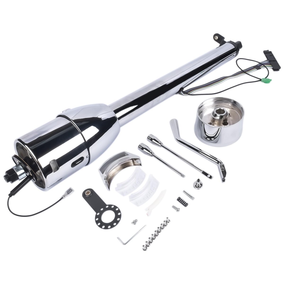 Street Hot Rod Stainless Tilt Steering Column 28 Polished Finished Chrome Shift Automatic With Adapter No Key