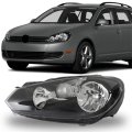 Left Side Headlight Assembly Replacement For Golf Jetta Sportwagen Mk6 2010 2011 2012 2013 2014 Headlamp Black Driver