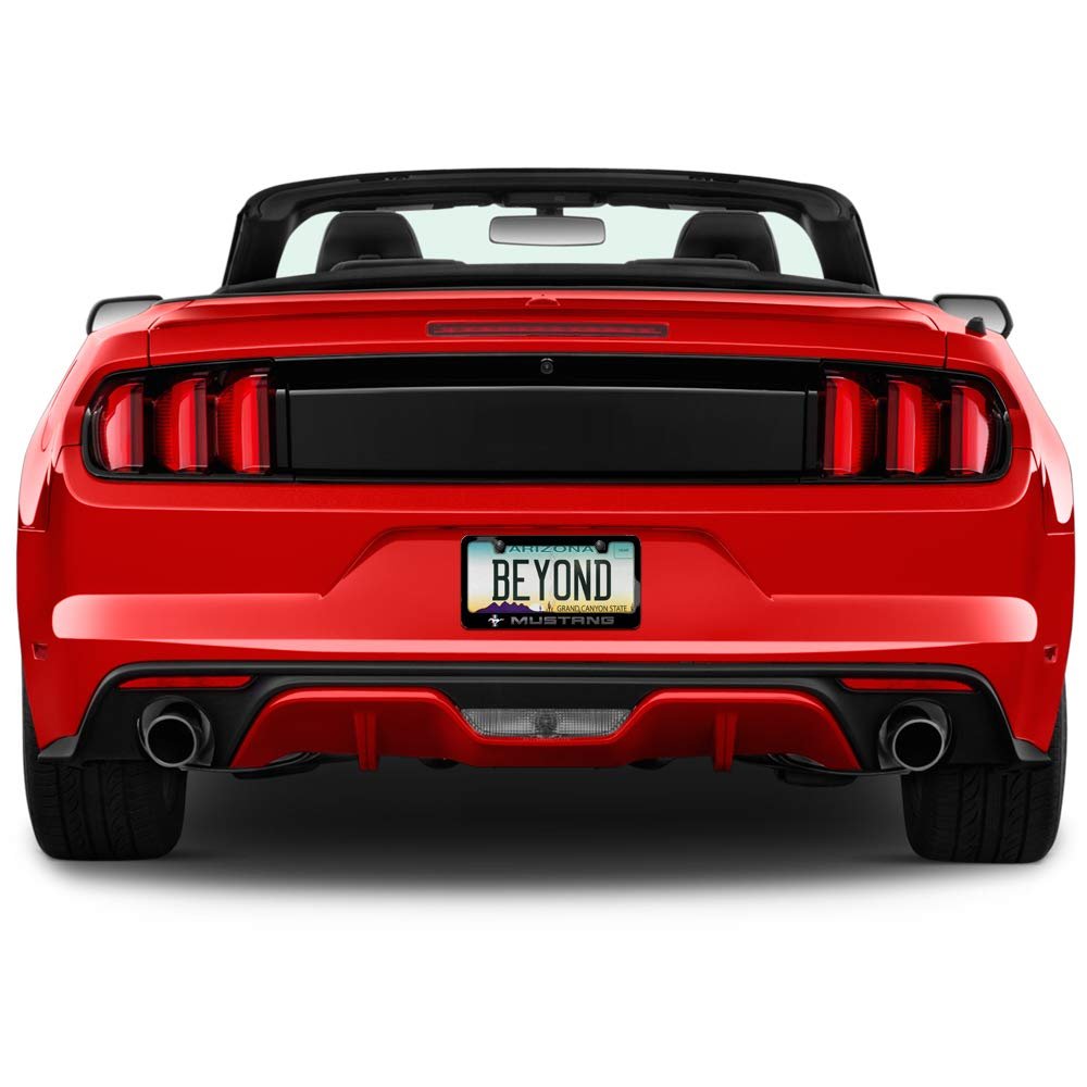 Ford Mustang In 3d Dark Gray Letters On Black Metal License Plate Frame