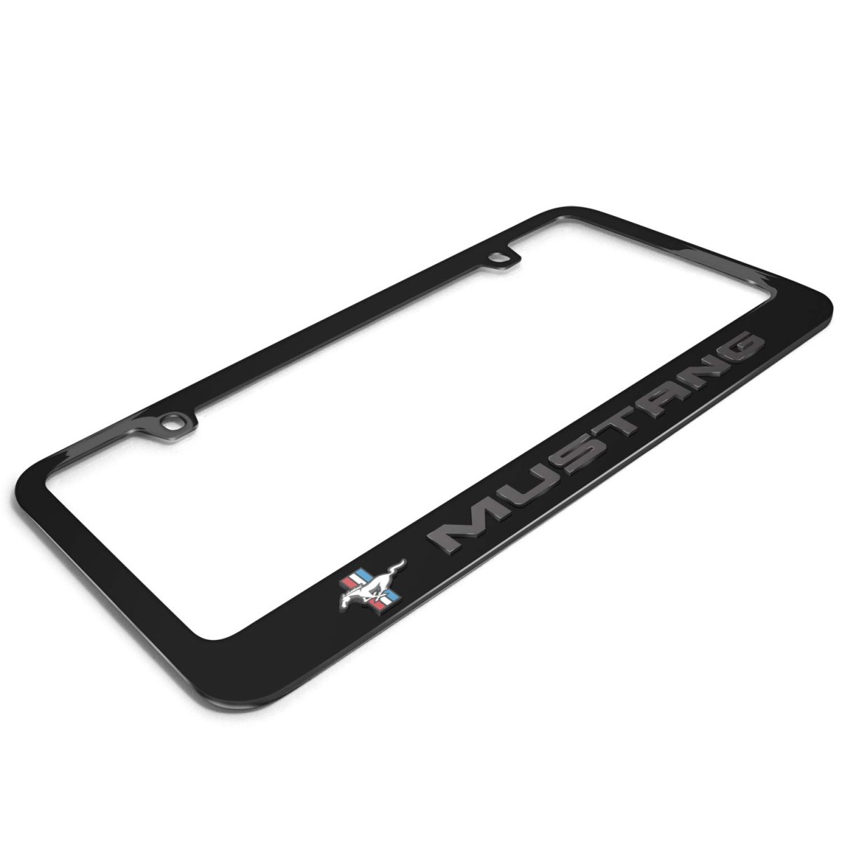 Ford Mustang In 3d Dark Gray Letters On Black Metal License Plate Frame
