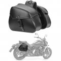 Motorcycle Saddlebags With Buckles 16l Waterproof Throw Over Pu Leather For Sportster Softail Dyna V-star Shadow Universal 