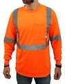 High Visibility Long Sleeve Safety Shirt Reflective New D01f09 Orange X-large 