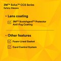 3m Safety Glasses Solus Ccs Series Ansi Z87 Scotchgard Anti-fog Coating Clear Lens Corded Ear Plug Control System Removable