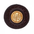 Vicenza Designs K1279 Cestino Knob With Brown Round Leather Large Polished Gold 