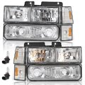 Headlights For 1994-1999 Gmc C1500 K1500 Yukon C2500 K2500 Suburban 1994-2000 C3500 K3500 Driver Passenger Side Clear Lens 