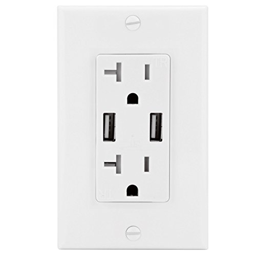 Wall Usb Charger 5v Dc 3 1a 2port Jack Tamper Resistant Receptacle Plug T R Outlet 15a 20a Amp 20