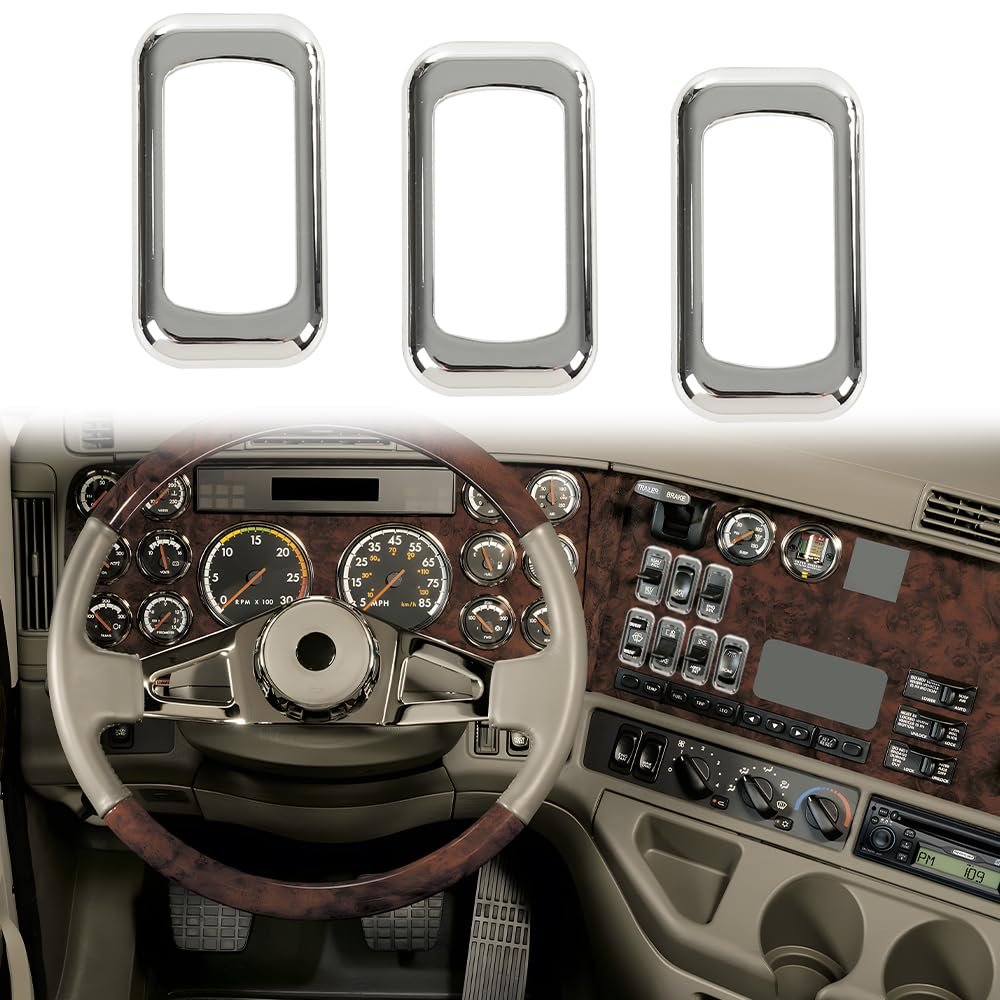 Chrome Plastic Rocker Switch Trim Bezel For Freightliners Kenworths Using Switches Peterbilt 3pcs