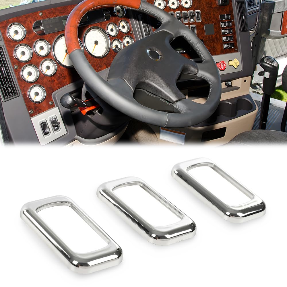 Chrome Plastic Rocker Switch Trim Bezel For Freightliners Kenworths Using Switches Peterbilt 3pcs