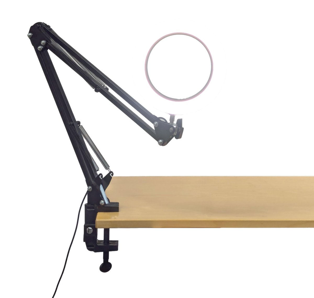 4x Magnification Led Swing Arm Lamp With Clamp 1800 Lumens Adjustable Brightness And Color Temperatures Usb Powered Mc327b