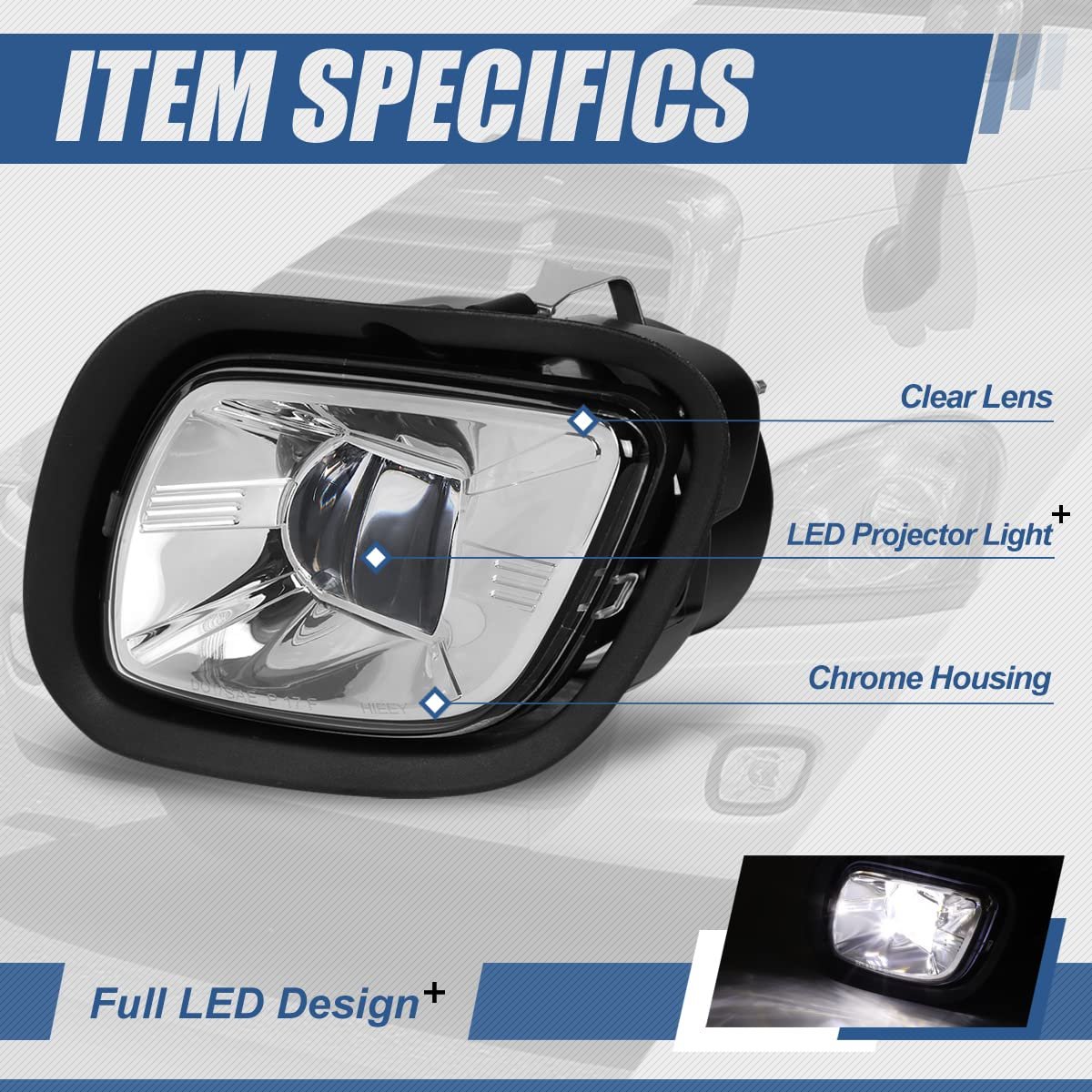 Auto Dynasty Full Led Projector Front Bumper Driving Fog Light Lamps For Freightliner Cascadia 2008-2017 Driver And Passenger