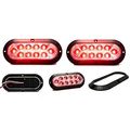 2 Pack Of Long Haul Clear Red 6 Oval Surface Mount Stop Tail Turn Led W Black Bezel 
