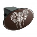 White African Elephant Tribal Oval Tow Trailer Hitch Cover Plug Insert