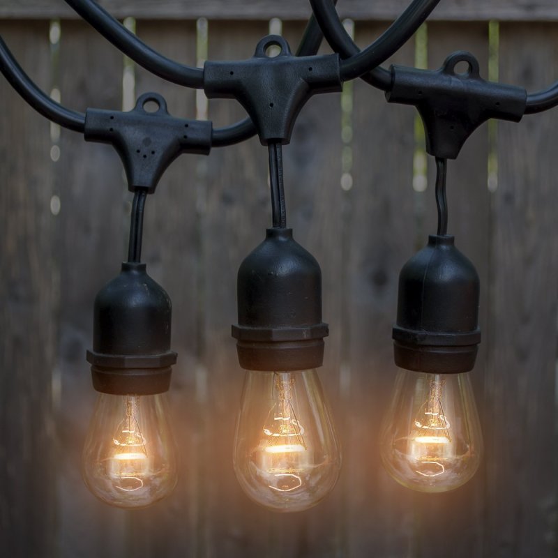Outdoor String Lights 48 Ft Commercial Grade Strand With Hanging Sockets Weatherproof For Patio Garden Porch Backyard Party