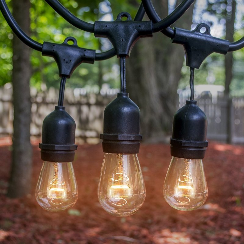 Outdoor String Lights 48 Ft Commercial Grade Strand With Hanging Sockets Weatherproof For Patio Garden Porch Backyard Party