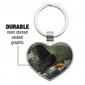 Black Swallowtail Butterfly And Daisies Keychain Heart Love Metal Key Chain Ring