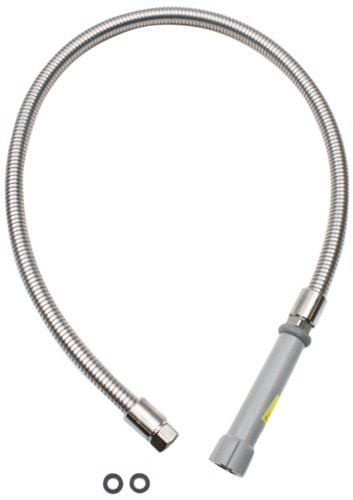 Pre Rinse Hose 44 In Flexible Stainless Steel With Gray Handle B-0044-h Industrial Style Silver Faucet Spray