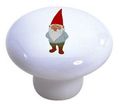 Set Of 2 Gnome With Red Boots Ceramic Cabinet Drawer Pull Knobs 