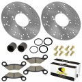 Caltric 2 Front Brake Discs Pads Pistons Bolt Kit Compatible With Polaris Atv