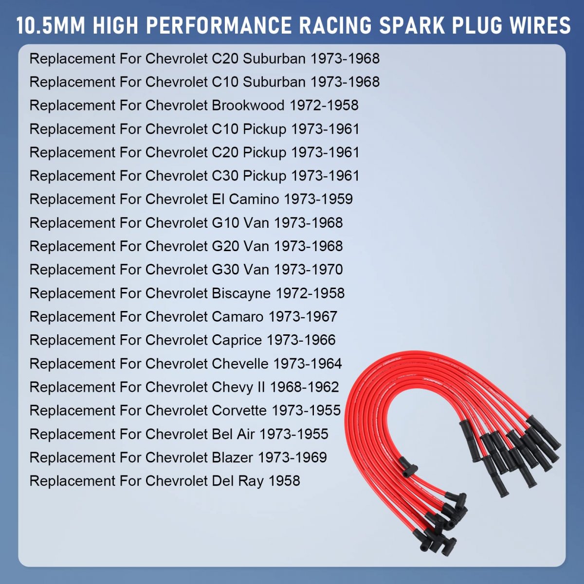 Hei Spark Plug Wires Set 90 Degrees To Straight For Sbc Bbc 350 383 400 454 V8 10 5mm High Performance Racing Silicone Red