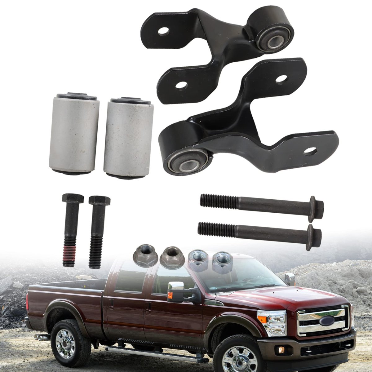 2-pack Front Leaf Spring Shackle Bracket Kit Replacement For F-250 F-350 4wd 1980-1997