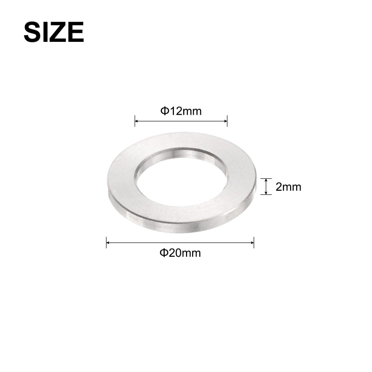 12pcs Aluminum Spacer 12mm Bore X 20mm Od 2mm Length Screw Bushing Plain Finish Round Metal For M12 Screws Bolts And Rods