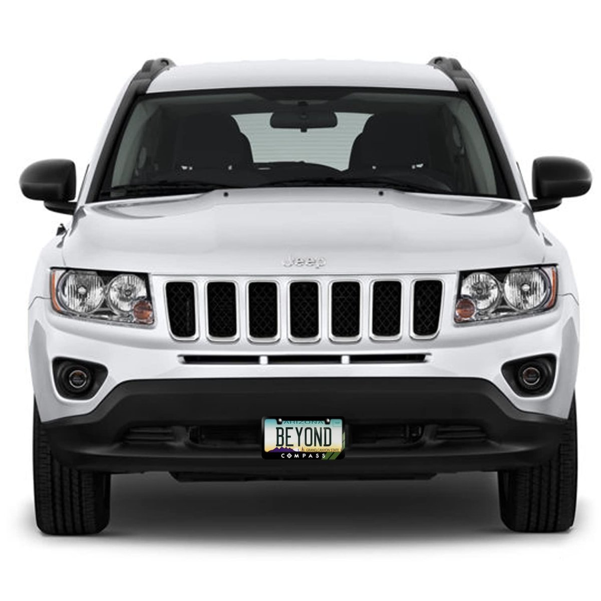 Jeep Compass Green Stripe Black Metal License Plate Frame Official Licensed 12 In X 6 Universal Fit For Car Suv Truck