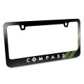Jeep Compass Green Stripe Black Metal License Plate Frame Official Licensed 12 In X 6 Universal Fit For Car Suv Truck
