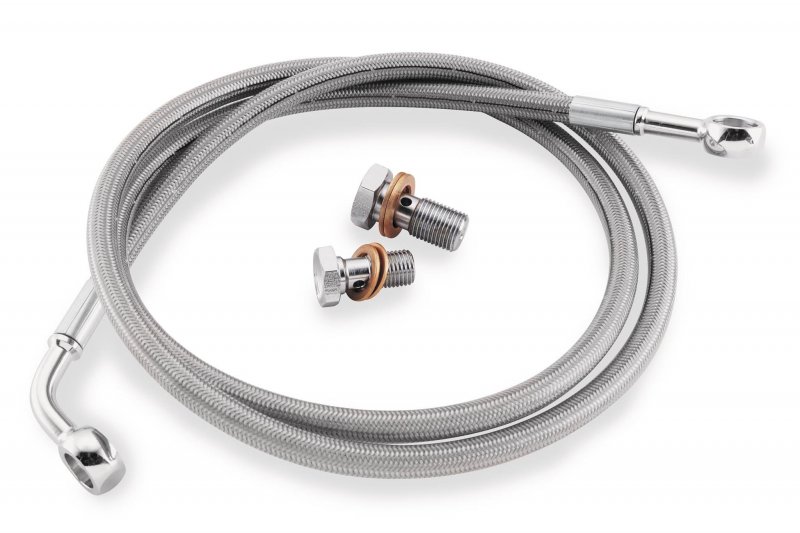 Econoline Front Brake Line Kit Hd8273a Stainless Braided Hose With Chrome Plated Fittings And Ptfe Liner