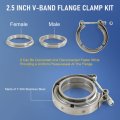 Jdmspeed New 2 5 V-band Flange Clamp Kit Stainless Steel Replacement For Turbo Exhaust Downpipes 1