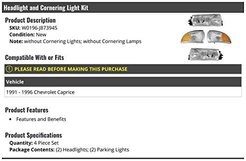 Headlight And Cornering Light Kit 4 Piece For 1991-1996 Chevy Caprice