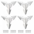 Uxcell 30x30x30mm Metal Box Corner Protectors Edge Guard Silver Tone 8pcs