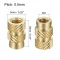 Uxcell Knurled Insert Nuts 120pcs M3 X 8mm L 5mm Od 3d Printing Brass Female Threadeds Heat Set Insert Embedment Nut